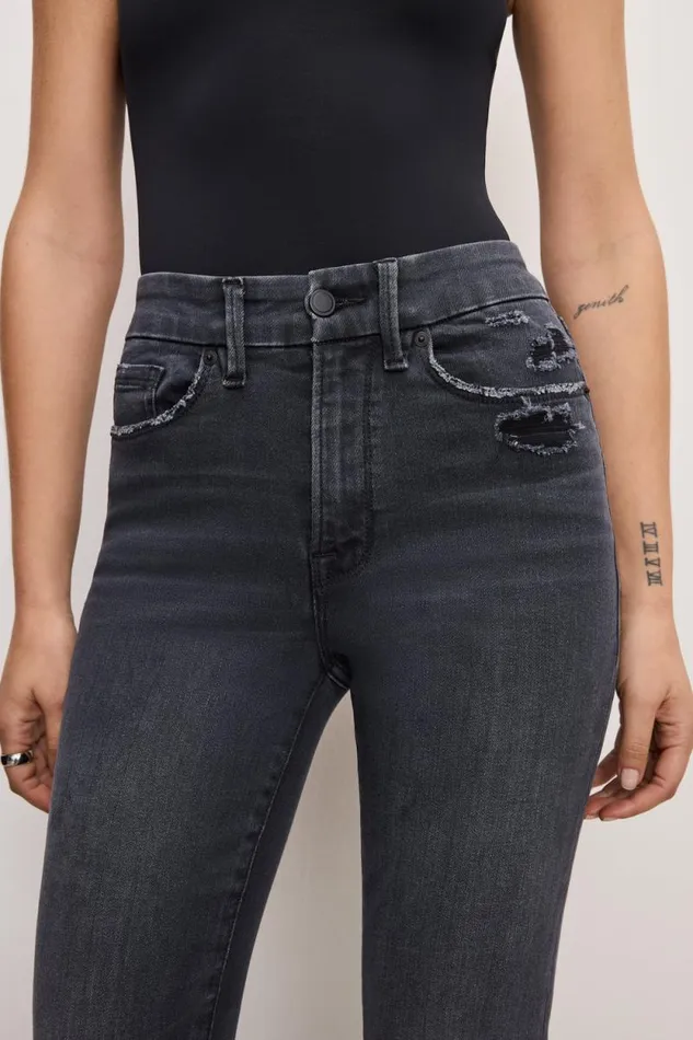 Women GOOD AMERICAN Jeans ALWAYS FITS GOOD LEGS FLAREJEANS Black325