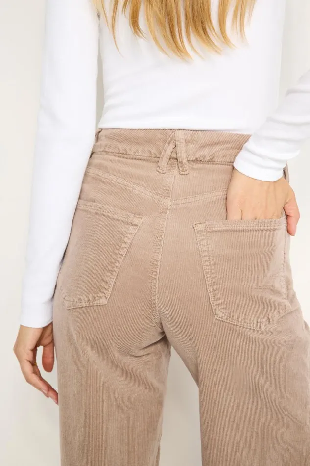 Women GOOD AMERICAN Jeans CORDUROY GOOD SKATEPANTS Flax001
