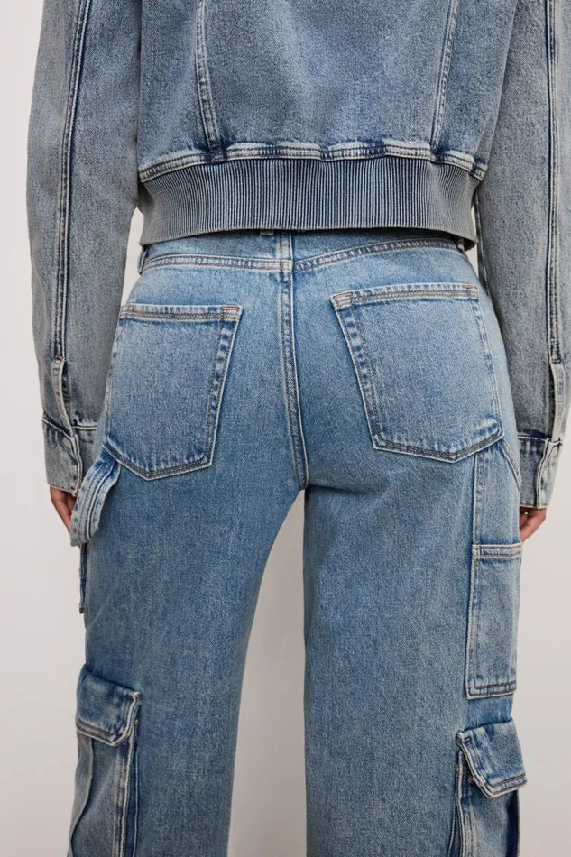 Women GOOD AMERICAN Jeans DENIM CARGOPANTS Indigo762