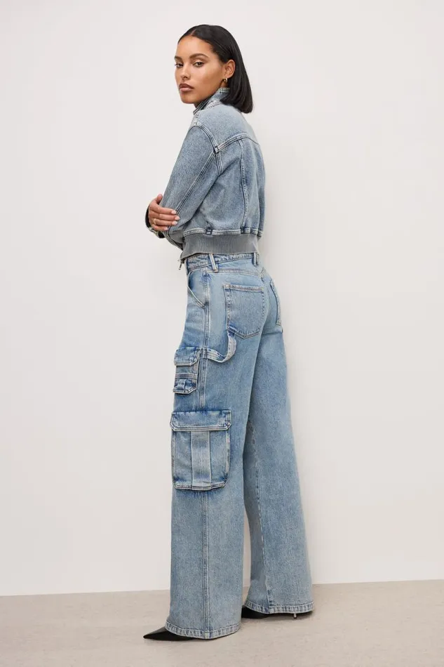 Women GOOD AMERICAN Jeans DENIM CARGOPANTS Indigo762