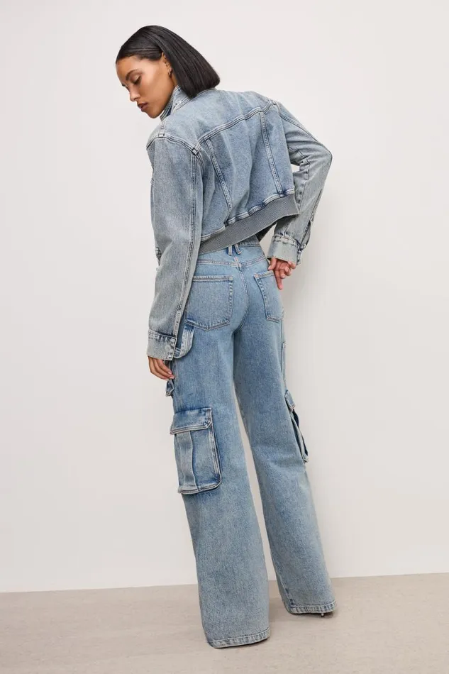 Women GOOD AMERICAN Jeans DENIM CARGOPANTS Indigo762