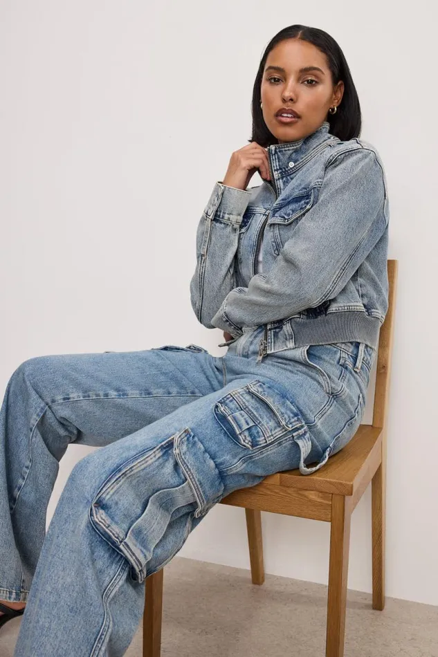 Women GOOD AMERICAN Jeans DENIM CARGOPANTS Indigo762