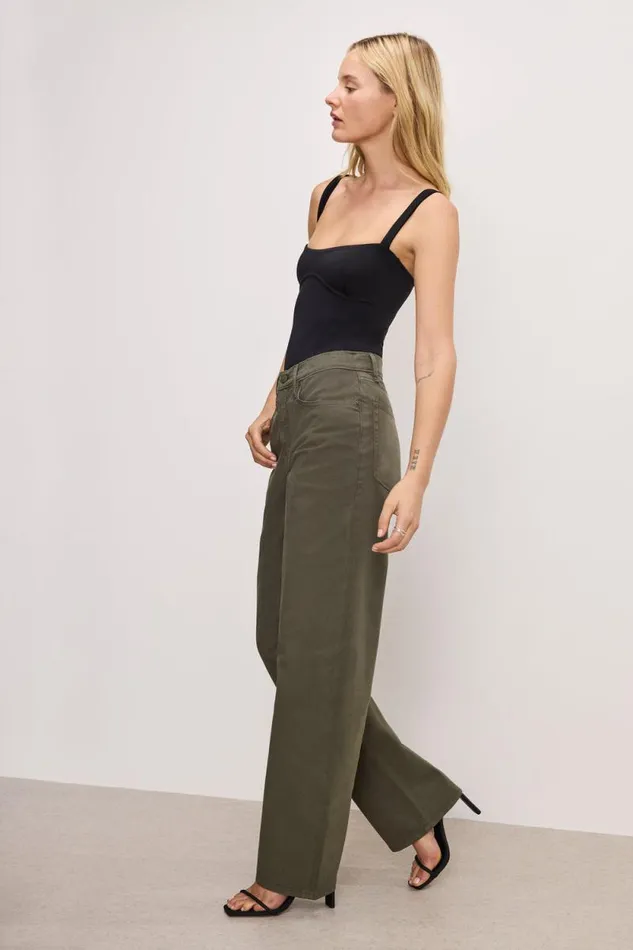 Women GOOD AMERICAN Jeans GOOD BARREL TWILLPANTS Fatigue001 Women GOOD AMERICAN Jeans GOOD BARREL TWILLPANTS Fatigue001