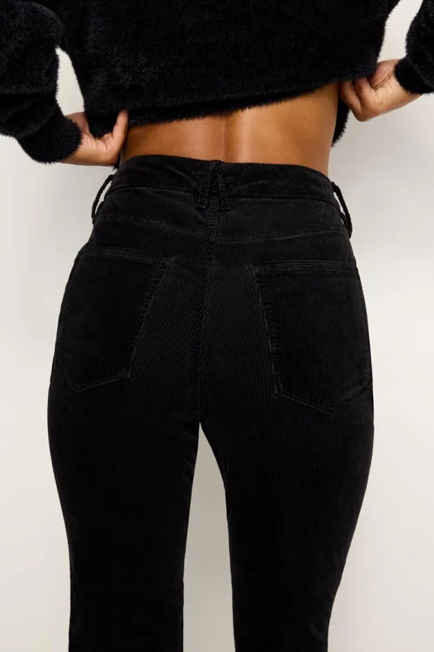 Women GOOD AMERICAN Jeans GOOD CURVE STRAIGHT CORDUROYPANTS Black001