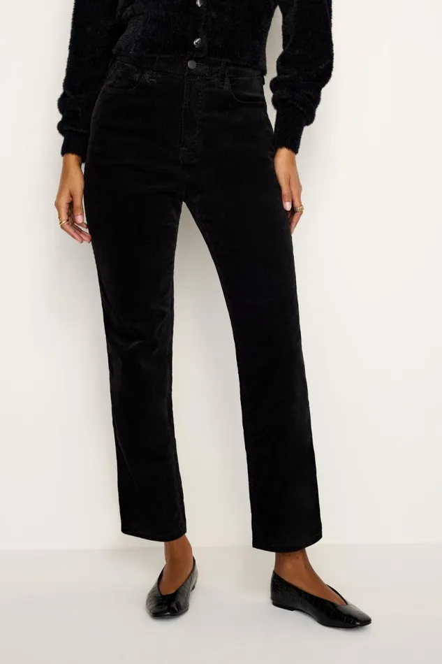 Women GOOD AMERICAN Jeans GOOD CURVE STRAIGHT CORDUROYPANTS Black001