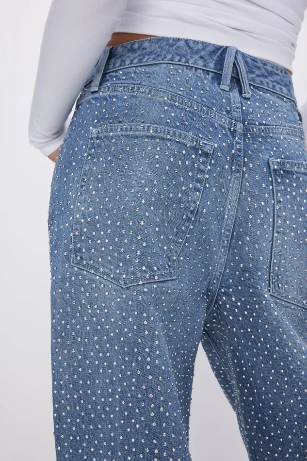 Women GOOD AMERICAN Jeans GOOD EASE RELAXED SPARKLEJEANS Indigo592