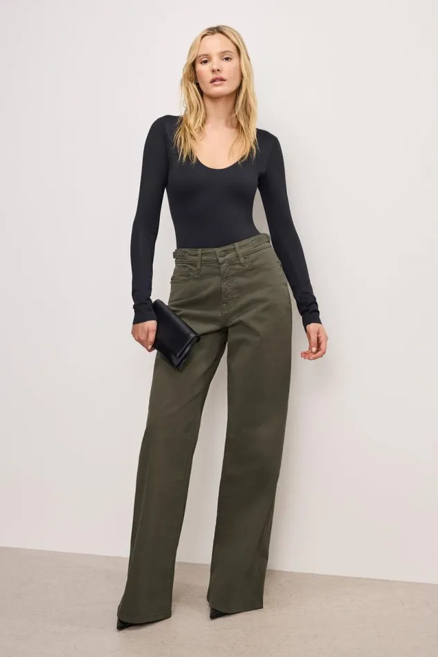 Women GOOD AMERICAN Jeans GOOD EASE TWILLTROUSERS Fatigue001