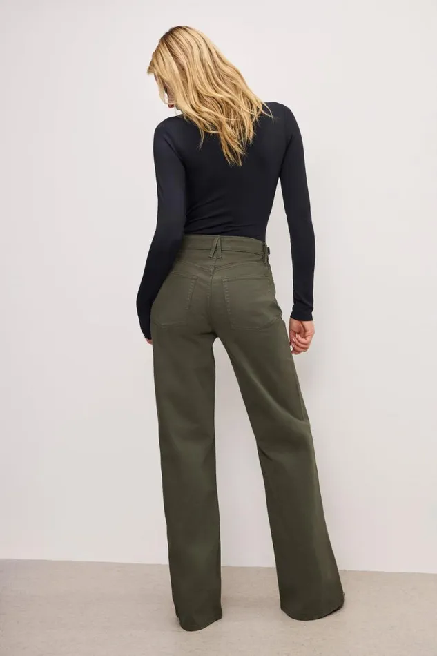 Women GOOD AMERICAN Jeans GOOD EASE TWILLTROUSERS Fatigue001