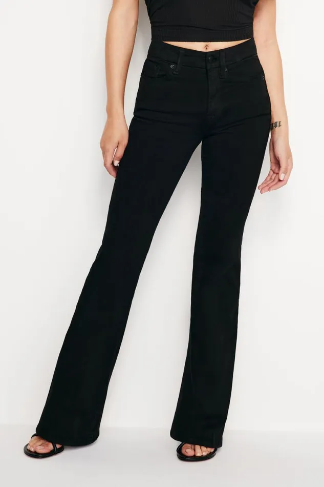 Women GOOD AMERICAN Jeans GOOD PETITEFLARE Black001