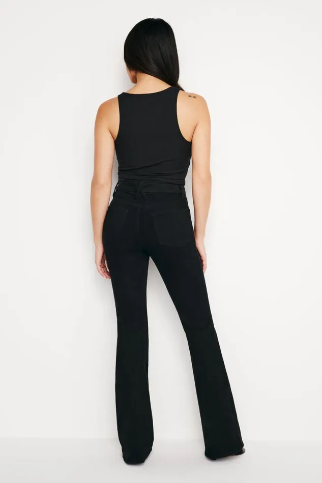 Women GOOD AMERICAN Jeans GOOD PETITEFLARE Black001