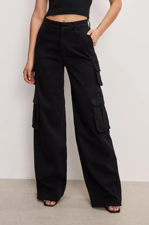 Women GOOD AMERICAN Jeans GOOD SKATE TWILL CARGOPANTS Black001 Women GOOD AMERICAN Jeans GOOD SKATE TWILL CARGOPANTS Black001