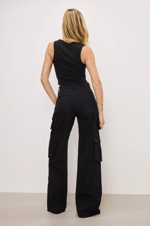 Women GOOD AMERICAN Jeans GOOD SKATE TWILL CARGOPANTS Black001 Women GOOD AMERICAN Jeans GOOD SKATE TWILL CARGOPANTS Black001