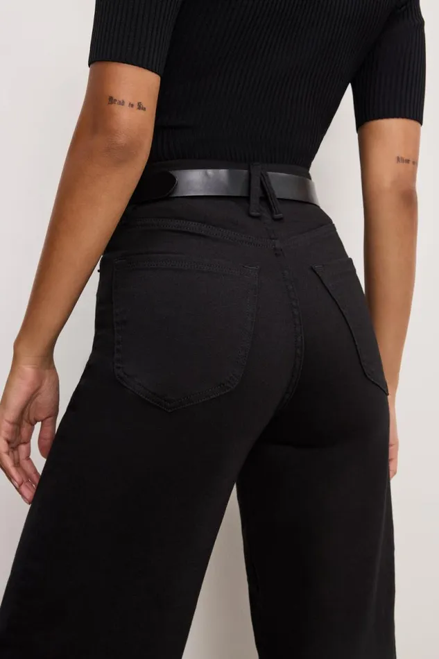 Women GOOD AMERICAN Jeans GOOD WAIST CROPPED PALAZZO NEVER FADEJEANS Black001