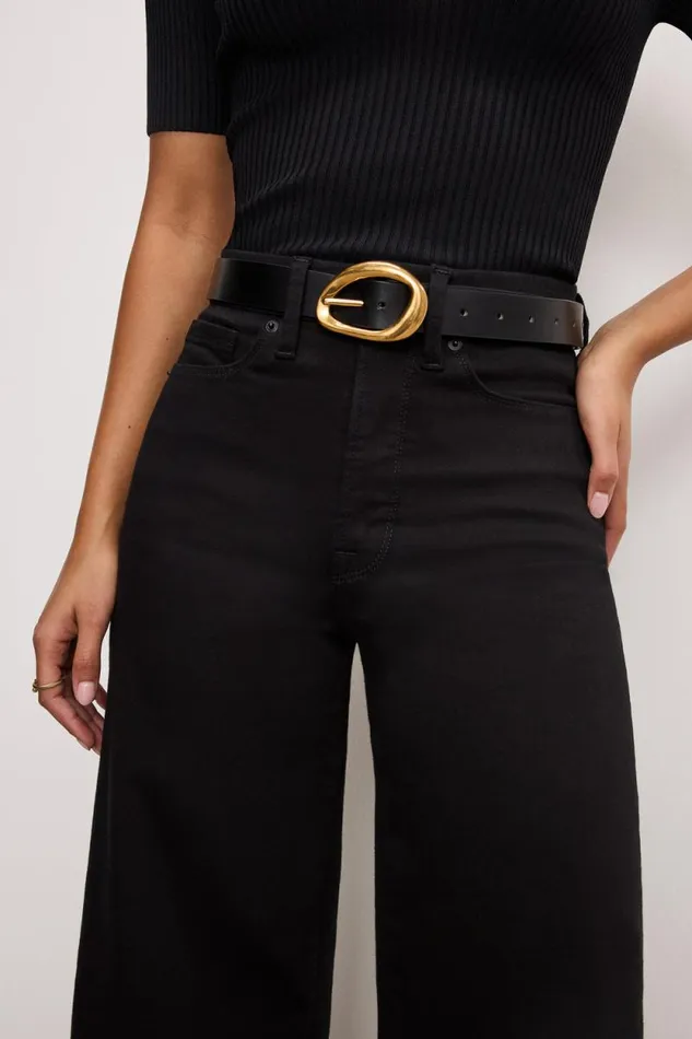 Women GOOD AMERICAN Jeans GOOD WAIST CROPPED PALAZZO NEVER FADEJEANS Black001