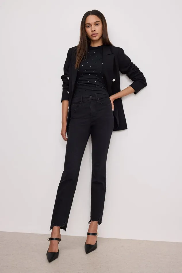 Women GOOD AMERICAN Jeans SOFTTECH GOOD CLASSIC SLIM STRAIGHTJEANS Black361