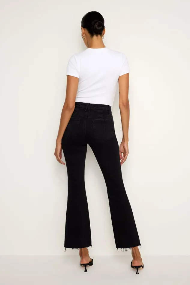 Women GOOD AMERICAN Jeans SOFTTECH GOOD LEGS CROPPED MINI BOOTJEANS Black267