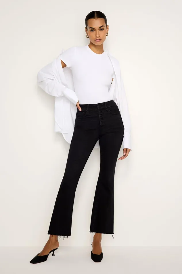 Women GOOD AMERICAN Jeans SOFTTECH GOOD LEGS CROPPED MINI BOOTJEANS Black267