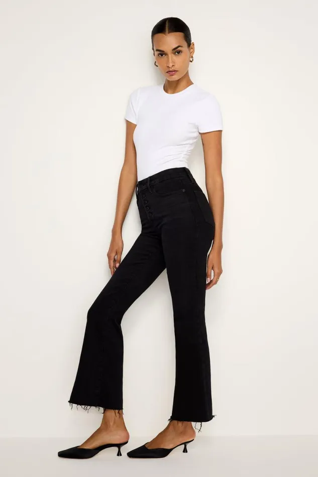 Women GOOD AMERICAN Jeans SOFTTECH GOOD LEGS CROPPED MINI BOOTJEANS Black267