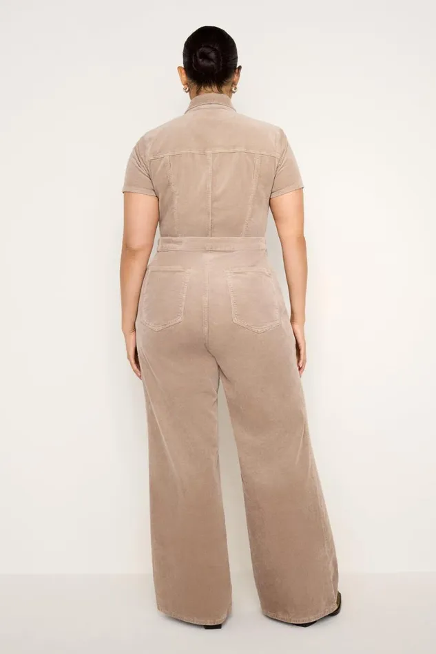 Women GOOD AMERICAN Jumpsuits FIT FOR SUCCESS CORDUROY PALAZZOJUMPSUIT Flax001