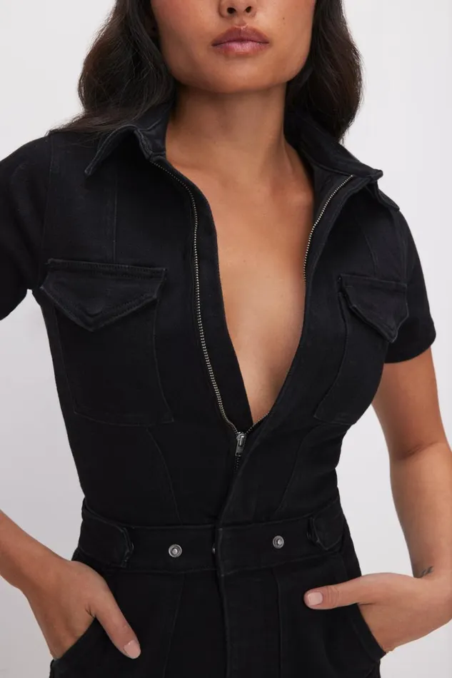 Women GOOD AMERICAN Jumpsuits PETITE FIT FOR SUCCESSJUMPSUIT Black099