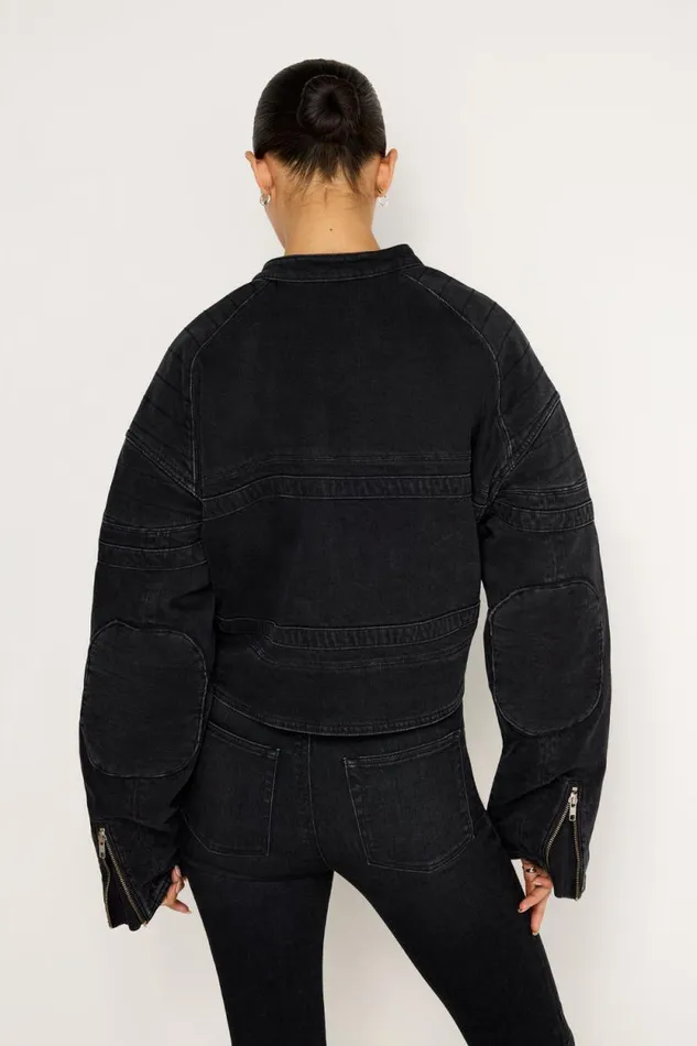 Women GOOD AMERICAN Outerwear DENIM MOTOJACKET Black351