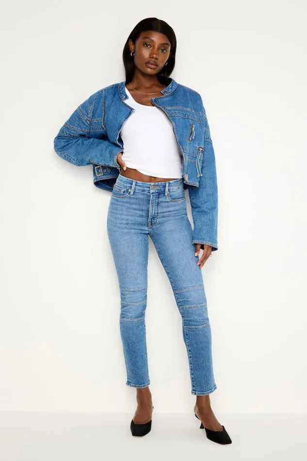 Women GOOD AMERICAN Outerwear DENIM MOTOJACKET Indigo684