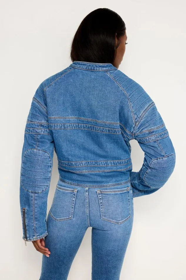 Women GOOD AMERICAN Outerwear DENIM MOTOJACKET Indigo684