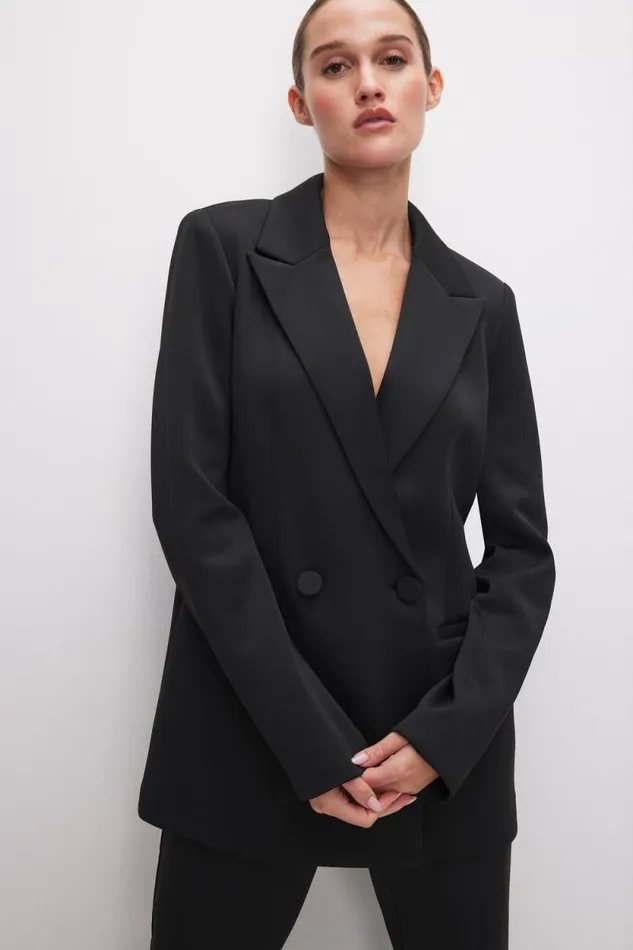 Women GOOD AMERICAN Outerwear SCUBA BLAZER20 Black001