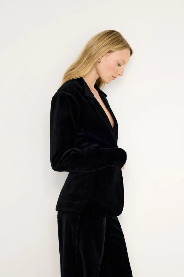 Women GOOD AMERICAN Outerwear VELVET SCULPTEDBLAZER Black001