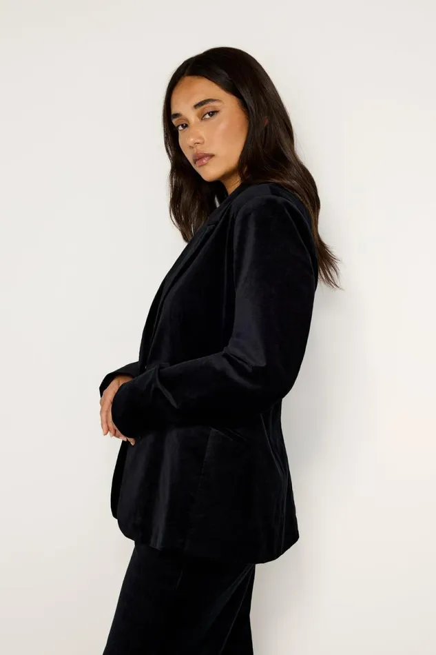 Women GOOD AMERICAN Outerwear VELVET SCULPTEDBLAZER Black001