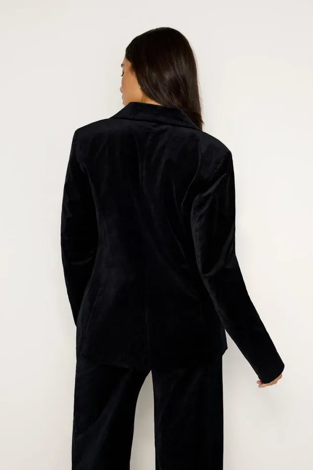 Women GOOD AMERICAN Outerwear VELVET SCULPTEDBLAZER Black001
