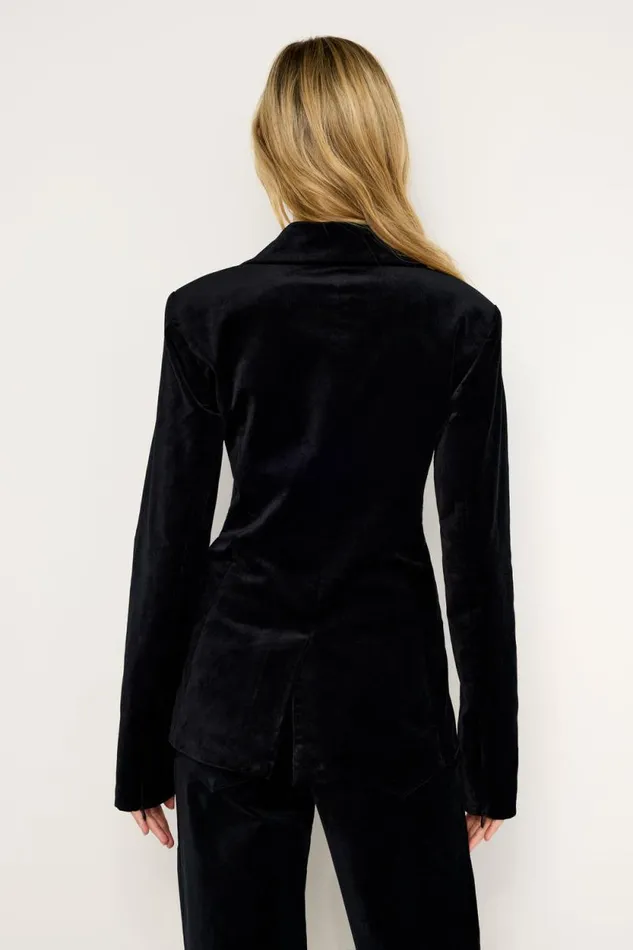 Women GOOD AMERICAN Outerwear VELVET SCULPTEDBLAZER Black001