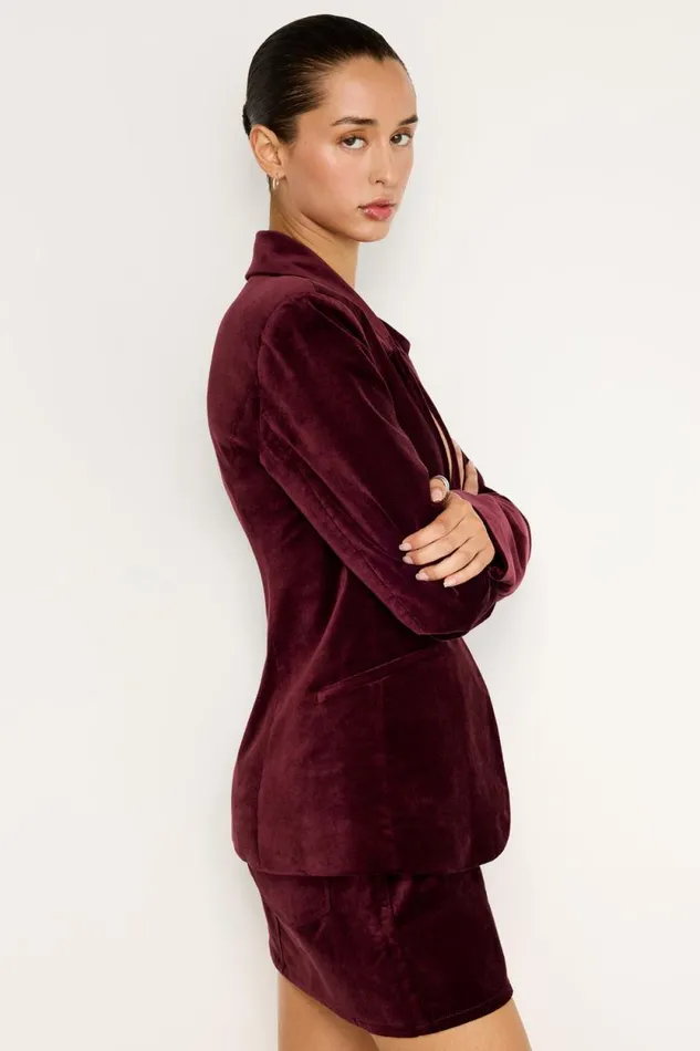 Women GOOD AMERICAN Outerwear VELVET SCULPTEDBLAZER Oxblood002