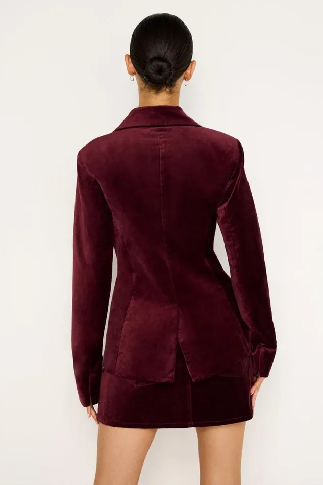 Women GOOD AMERICAN Outerwear VELVET SCULPTEDBLAZER Oxblood002