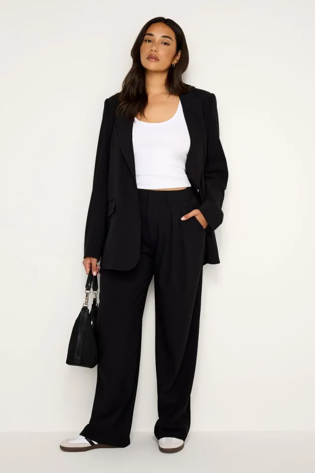 Women GOOD AMERICAN Pants ESSENTIAL SUITING PLEATEDTROUSERS Black001