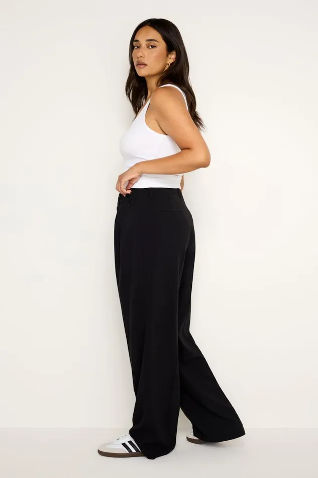 Women GOOD AMERICAN Pants ESSENTIAL SUITING PLEATEDTROUSERS Black001