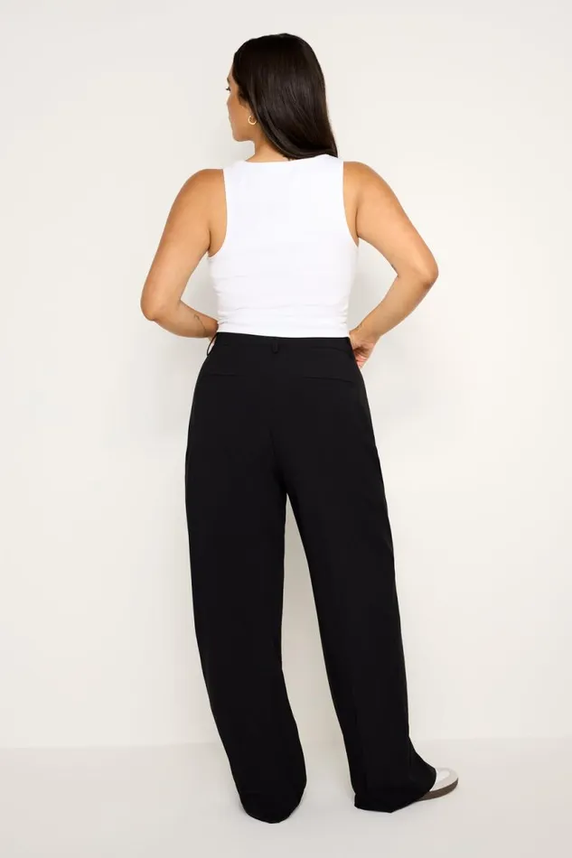 Women GOOD AMERICAN Pants ESSENTIAL SUITING PLEATEDTROUSERS Black001