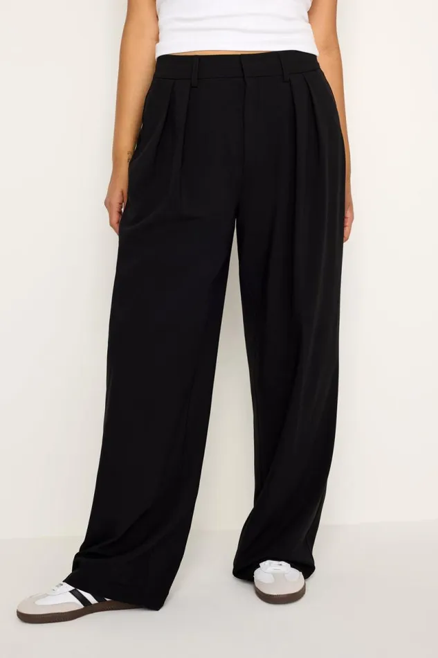 Women GOOD AMERICAN Pants ESSENTIAL SUITING PLEATEDTROUSERS Black001