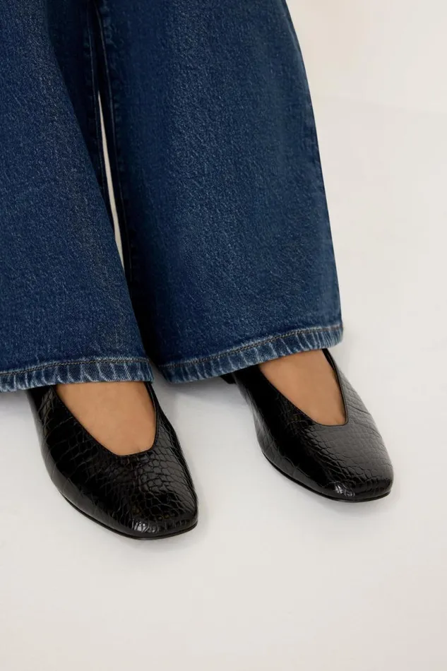 Women GOOD AMERICAN Shoes CROCODILE BALLETFLATS Black001
