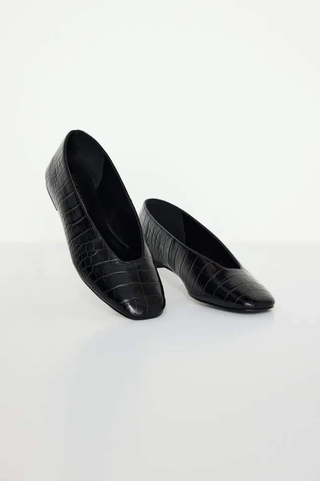 Women GOOD AMERICAN Shoes CROCODILE BALLETFLATS Black001