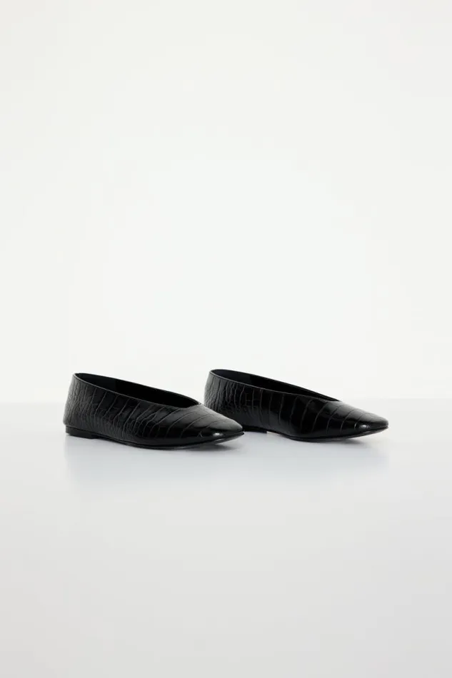 Women GOOD AMERICAN Shoes CROCODILE BALLETFLATS Black001