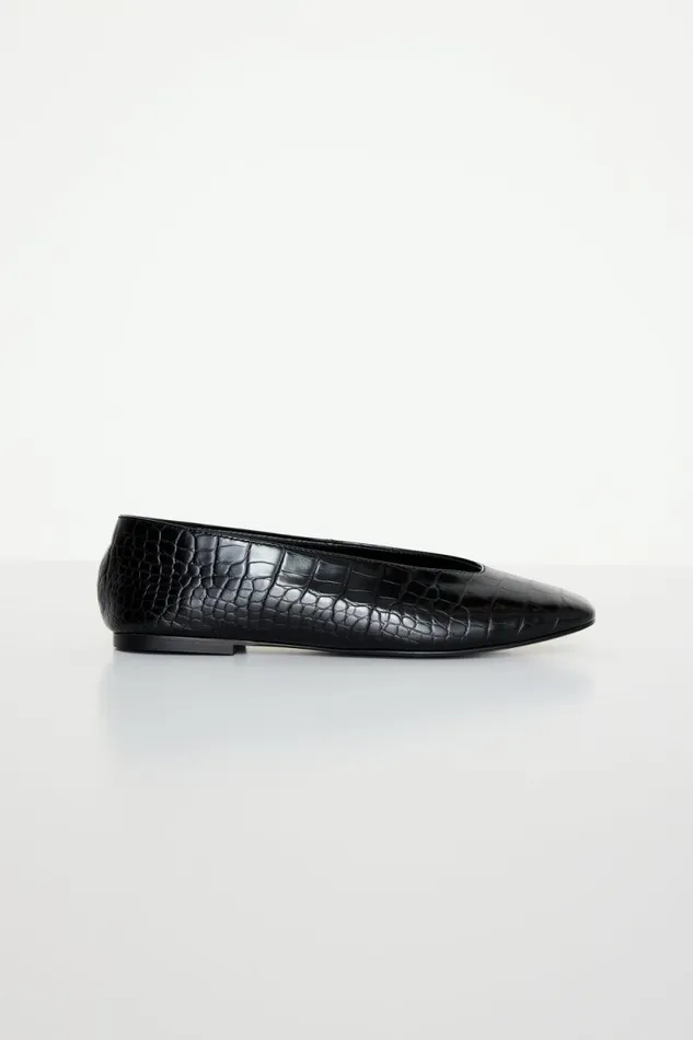 Women GOOD AMERICAN Shoes CROCODILE BALLETFLATS Black001