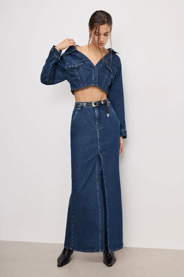 Women GOOD AMERICAN Shorts and Skirts DENIM MAXISKIRT Indigo724