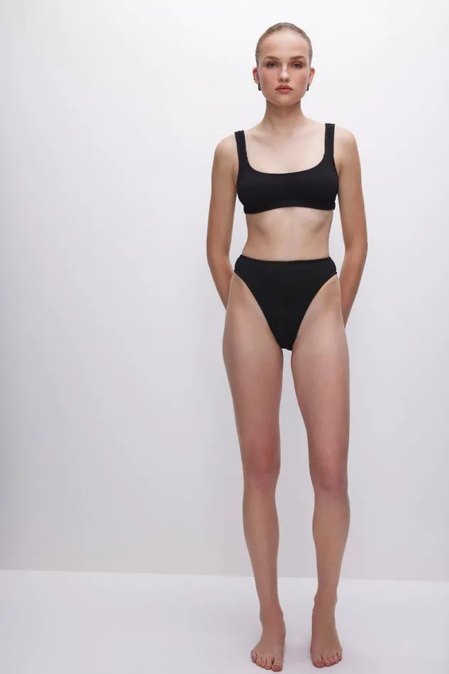Women GOOD AMERICAN Swim ALWAYS FITS GOOD WAIST BIKINIBOTTOM Black001