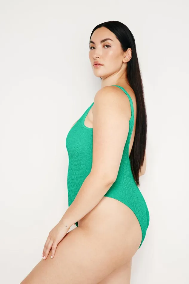 Women GOOD AMERICAN Swim ALWAYS FITS HIGHLEGSWIMSUIT Jade Green001