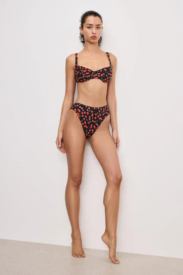 Women GOOD AMERICAN Swim GOOD WAIST CHEEKY BIKINIBOTTOM Black Cherries003