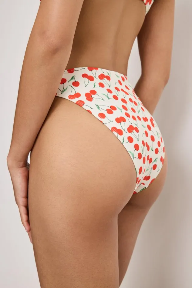 Women GOOD AMERICAN Swim GOOD WAIST CHEEKY BIKINIBOTTOM Snow Cherries 04