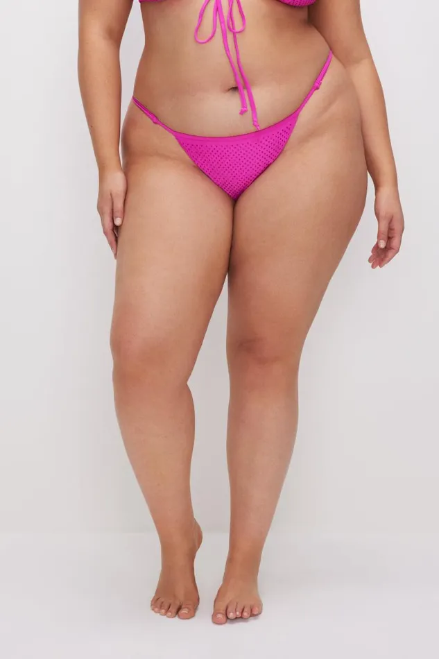 Women GOOD AMERICAN Swim PERFECT FIT CRYSTAL BIKINIBOTTOM Pink Glow002