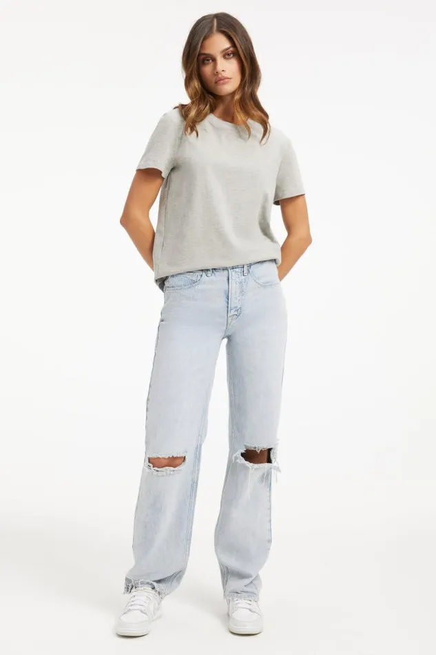 Women GOOD AMERICAN Tops COTTON CLASSICTEE Heather Grey001