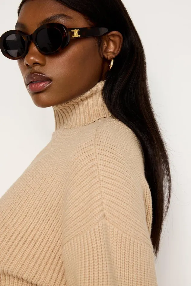 Women GOOD AMERICAN Tops COZY RIBBEDTURTLENECK Wheat002
